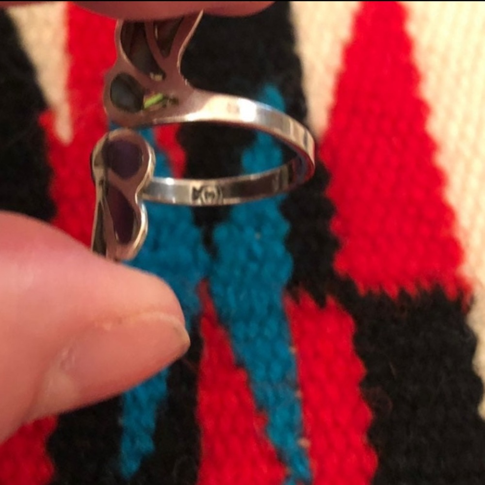 Vintage Sterling Silver Genuine Abalone Ring Size 6 1/2 - Picture 3 of 4